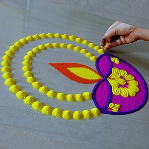 406K views · 9.4K reactions | Beautiful Diya Rangoli Design For Diwali | Easy Deepawali Rangoli Design | Awesome Rangoli | Facebook