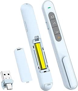 QUI Presentation Clicker for PowerPoint, RF 2.4GHz USB C Wireless Presenter Remote with Volume Control, PowerPoint Clicker Slide Advancer for Mac, Windows, Laptop, Keynote