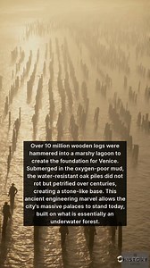 2.4M views · 30K reactions | Venice was engineered on millions of submerged timber piles that hardened in anaerobic mud into a stone like base. #Venice #Engineering #History | History Vault | Facebook