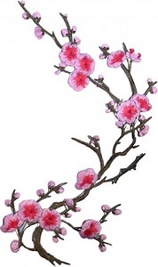 Pruimen Bloesem Bloemen XL Strijk Embleem Patch Rechts 15 cm / 40 cm / Roze Beige | bol