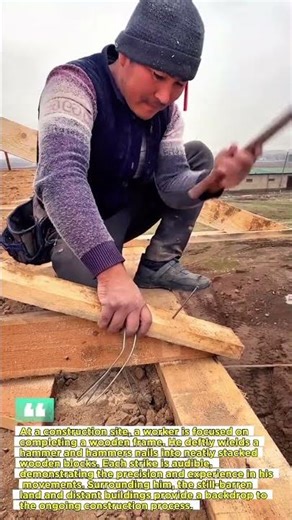 Construction Process: Assembling the Wooden Frame with Hammer and Nails.