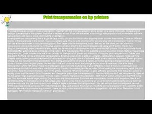 How to : Print transparencies on hp printers