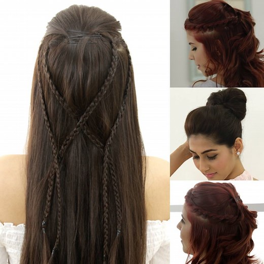 4.2M views · 13K reactions | Your all-time favourite POUF hairstyle just got 4 grand makeovers. This video is a lethal combination of POUFS, BRAIDS and BUNS. | Glamrs | Facebook