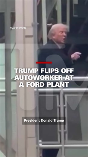 Trump Raises Middle Finger at Autoworker After Insult