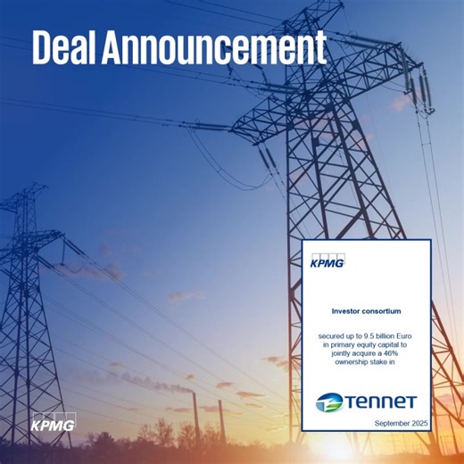 The recent up to 9.5 billion Euro investment in TenneT Germany represents an important development for Germany’s energy infrastructure. TenneT Germany operates the country’s largest electricity… | KPMG Deutschland
