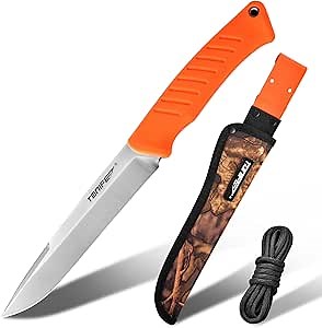 TONIFE Ares Full Tang Knife Fixed Blade Knife with Sheath and Paracord, 8Cr14MoV Blade Bushcraft Outdoor Camping