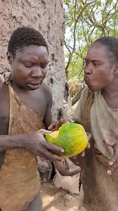 2.8M views · 10K reactions | Hadzabe Tribe bushmen share beautiful moment in the nature while trying together this new fruit they got from neighbor tribe in exchange for some bush food | Beautiful Adventures | Facebook