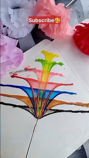 Easy And Beautiful Thread Painting😱😍String Pull Technique|| How To Paint Using Thread #shorts