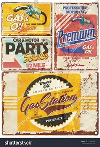 Gas Stations Service Vintage Signs Collection Stock Vector (Royalty Free) 211481056 | Shutterstock