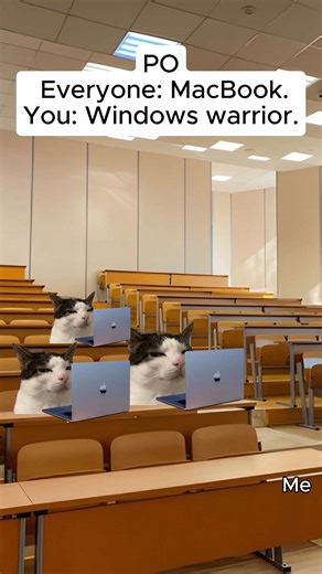 Windows Vs Mac book 😂 #catmeme #microsoft #apple #macbook | Fun Cafe Meme World