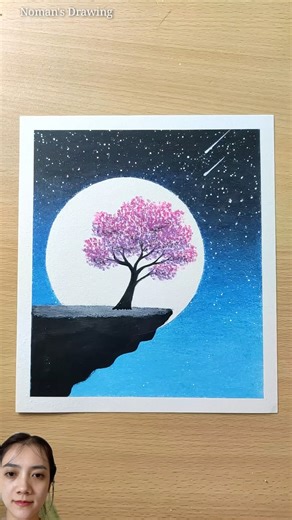 Moon #art #painting #drawing #easydrawing #easyart #scenery #nature #beautiful #shortvideo