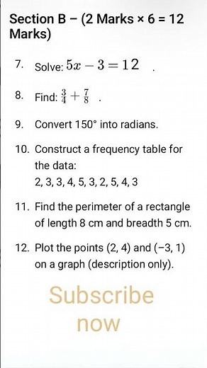 math sample paper class 10