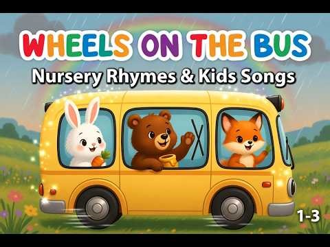 Wheels on the Bus Go Round and Round | 3D Pixar Animation Nursery Rhymes for Babies & Kids