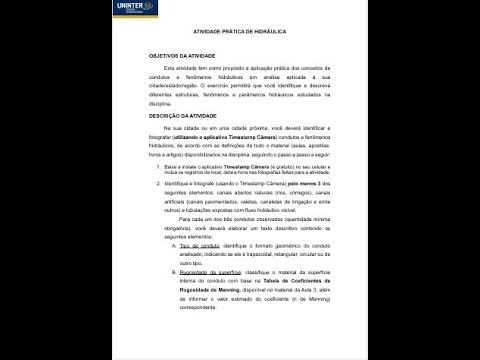 ATIVIDADE PRÁTICA HIDRÁULICA