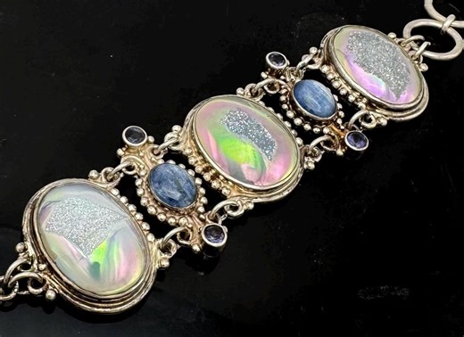 Sajen Quartz Druzy Blue Kyanite Link Bracelet Sterling Silver Tennis Bracelet - Etsy