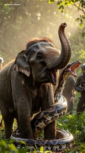 A fierce fight between an elephant and a python 🐍