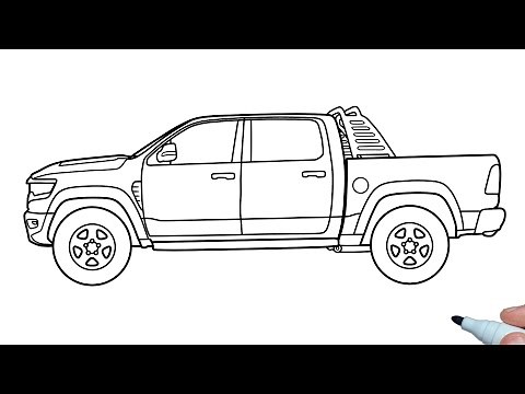 How to draw a Dodge Ram TRX 2021 step by step | Drawing Dodge Ram Pickup Truck