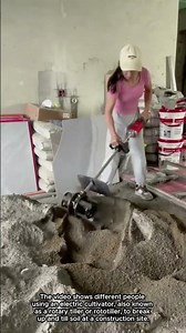 Electric Cultivator at Work: Tilling Soil for Construction