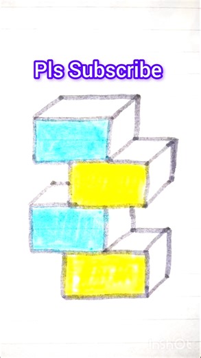 Light Blue And Yellow Box Drawing #drawsomething #viral #3D