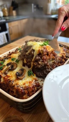 🍝 Cheesy Mushroom Lasagna 🔥 | Creamy Layered Comfort Food Recipe!