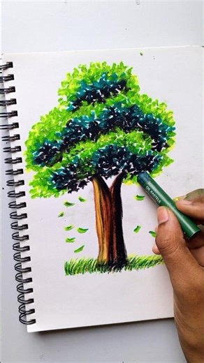 How to Draw Tree using Oil Pastels #tutorial#art