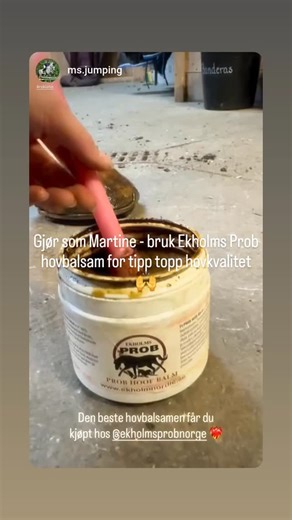 💚 PROB Hovbalsam 💚 - Gift Karensfri 💰En billig forsikring for deg og hesten din. Reparerer og forhindrer unødvendig hovskade, stopper bakterier og soppinfeksjoner på hoven. 🦠 Holder hovens fuktighetsbalanse og elastisitet i god stand. ❕️Tips; Masser oppi kronranden på hester som har dålig vekst. Det vil stimulere blodsirkulasjonen og kan bidra til økt vekst. 🐝Propolis🐝 • Naturlig antibiotikum som fremstilles av honningbier. • Bien bruker propolis som beskyttelsesmiddel for å holde bikuben 