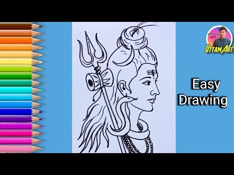 Lord Shiva Face Drawing Easy Step by Step | Mahadev Sketch Art | Uttam Art