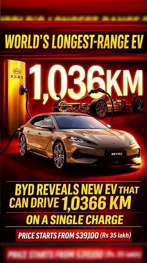 1,036 KM Range! 🔥 BYD Reveals World’s Longest-Range EV