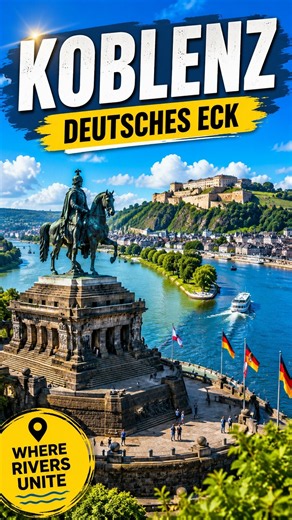 Koblenz 🇩🇪 Deutsches Eck | Where the Rhine Meets the Moselle #Shorts