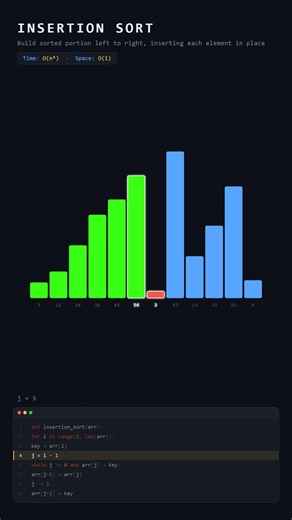 Insertion Sort Algorithm Visualized | Every Step Animated