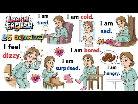 📘Learn & Speak English With Fun | 25 Easy Adjectives for Beginners (A1–A2) 🔥