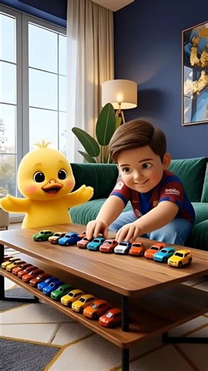 The little duck surprises a kid with a cool alloy pull back car and endless living room fun at home