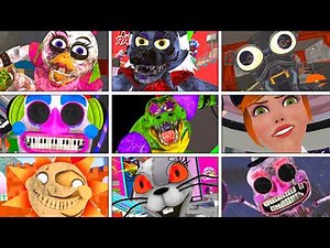 FNAF Security Breach - All BOSSES and JUMPSCARES in BRIGHT Mode