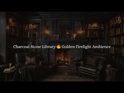 Charcoal Stone Library 🔥 Golden Firelight Ambience
