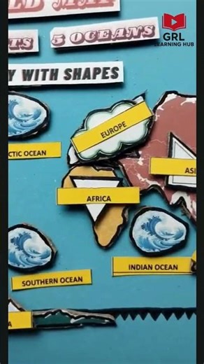 World Map Continents & Oceans | Hand Made Art Work