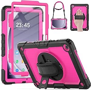 HXCASEAC Case for Samsung Galaxy Tab A9+/ A9 Plus 11 Inch, Protective with Screen Protector/Hand Strap/Pen Holder, Sturdy Shockproof Galaxy A9 Plus Tablet Case 2023 SM-X210/X216/X218 - Rose