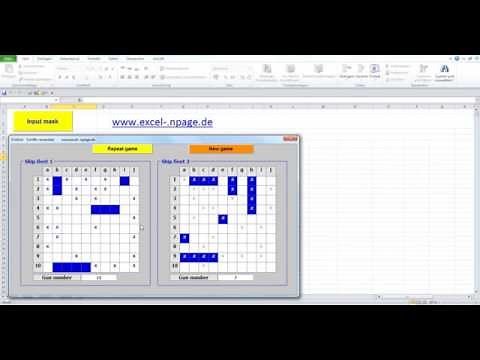 Play sink naval battleships. Excel VBA programming.