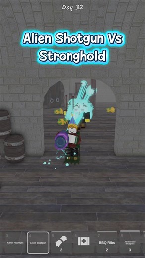 Alien Shotgun vs stronghold 99 nights in the forest Roblox #roblox #99nights #youtubeshorts