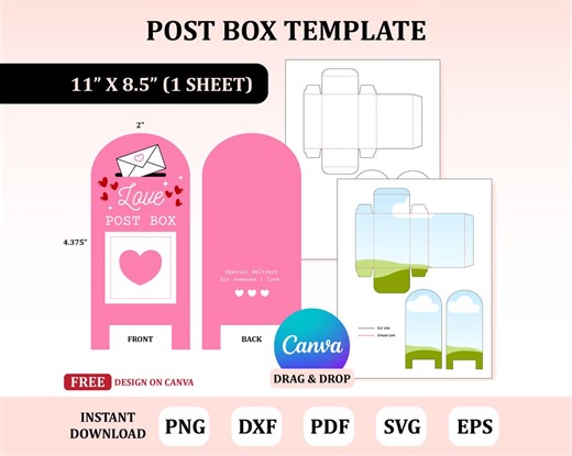 Post Box Template, Candy Box Template, Packaging for Valentine, Sweethearts Candy Box : Digital Download - Etsy