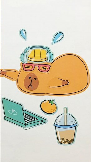 DIY Kawaii Capybara Computer Stickers: Design Your Dreamound Cutie! 🐹✨ #craft #diy #art #sticker