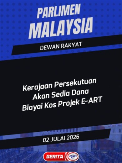 Kerajaan Persekutuan akan menyediakan pembiayaan bagi menampung kos pembangunan projek Elevated Autonomous Rapid Transit (E-ART) di Johor, manakala kaedah pembiayaan, jumlah komitmen kewangan serta mekanisme pembayaran balik sepanjang tempoh konsesi masih dalam rundingan dan sedang dimuktamadkan. 'Yang sahih di RTM' #RTM #BeritaRTM #MalaysiaMadani #TaatSetia #MADANIBekerja #BersamaMalaysiaku #RancakkanMADANI