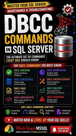 DBCC Commands in SQL Server | #sql #job #coding | Made Simple MSSQL