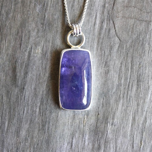 Large Tanzanite Pendant Necklace • December Birthstone • Handmade • Sterling Silver • 24th Anniversary Gift - Etsy