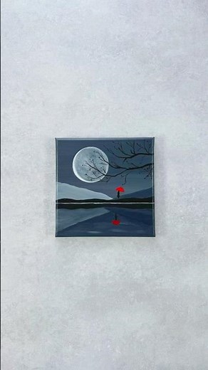 Black and white painting 🎨🥹/ paint with me acrylic tutorial/ painting tutorial for beginners