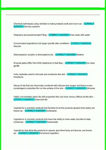 Milady Esthetics Test Questions Chapter 13 Latest Update 2025 2026 125 Questions and 100 Verified Co
