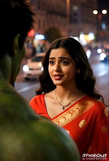 Hulk ❤️ Indian Girl Love Story 😍 | Red Saree Romance 💕 | Emotional Love Story Ending 😱 #shorts