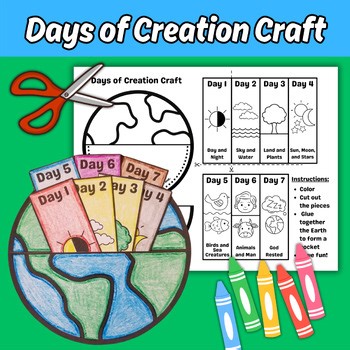 God's 7 Days of Creation Kids Craft Sunday School Bible Story Lesson Activity