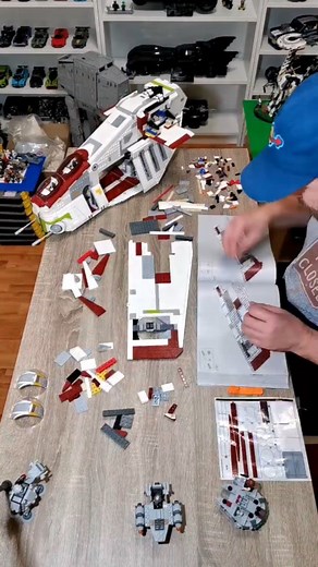 BrickLytics by Andy on Instagram: "Building the Epic Republic Gunship (UCS version) from Star Wars in Time Lapse. Such a great build of an epic ship and it's huge! I think it looks really great and will look awesome on display! Trying out a different way of displaying the final build at the end of the reel, what are your thoughts on this, is it a good way of showcasing the set? . . LEGO set UCS Republic Gunship (75308), theme: Star Wars (3292 pieces, 2 minifigs). Build time: 6 hours 5 minutes. .