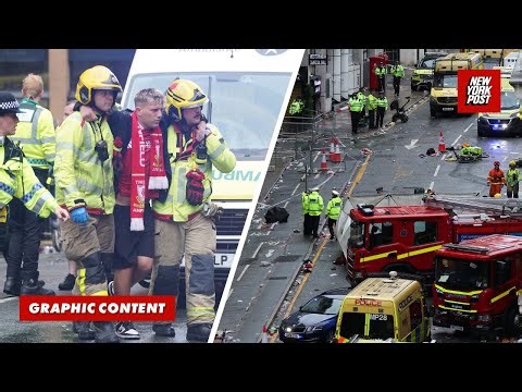 Horrific moment car plows through jam-packed parade crowd in Liverpool