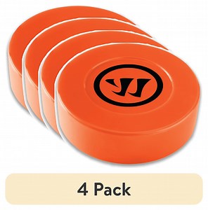 (4 pack) Warrior Orange Street Hockey Puck - Plastic - 3" Diameter x 1" Tall - Medium Density for Outdoor